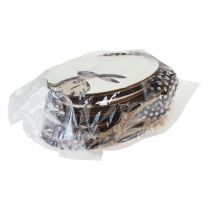 položky Zajíček ve vajíčku dřevěná kraslice na zavěšení bílá černá 10cm 6ks