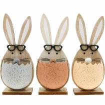 položky Dřevěný králík ve vajíčku, jarní dekorace, králíci se skleničkami, velikonoční zajíčci 3ks