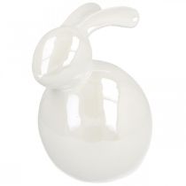 Keramický zajíček, velikonoční postavička, jarní dekorace, velikonoční zajíček bílý, perleť V17cm