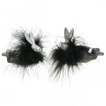 položky Dekorace velikonočního zajíčka stříbrná pírka boa králík velikonoční 8cm 2ks