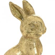 Zajíček zlatá dekorace sedící starožitný vzhled Velikonoční zajíček V12,5cm 2ks