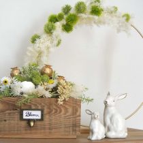 Velikonoční zajíček bílo-zlatý, jarní dekorace, keramická figurka bílá, zlatá V13cm 2ks