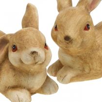 Velikonoční zajíček ležící hnědý keramický králík pár dekorativní figurka 15,5cm 2ks