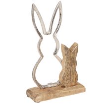 položky Dekorativní králík kov &amp; dřevo – Moderní velikonoční figurka v přírodním provedení 22cm 2 ks