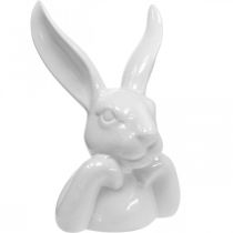 Deco králík bílý, poprsí králičí hlava, keramika V21cm