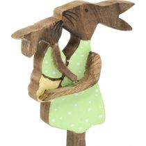 položky Zajíček maminka s dítětem, velikonoční dekorace, jaro, velikonoční zajíček ze dřeva, přírodní, zelený, žlutý V22cm