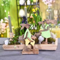 položky Zajíček maminka s dítětem, velikonoční dekorace, jaro, velikonoční zajíček ze dřeva, přírodní, zelený, žlutý V22cm