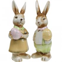 Deco velikonoční zajíčci s vajíčkem, velikonoční dekorace zajíčci, keramika, V24cm 2ks