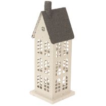 položky Dekorativní kovový domeček s okny a krbem, 28 cm