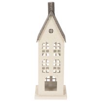 položky Dekorativní kovový domeček s okny a krbem, 28 cm