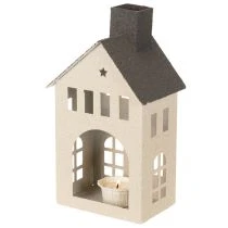 položky Dekorativní kovový domeček s komínem a oknem, 24 cm