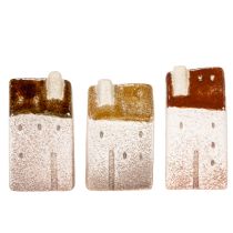 položky Sada dekorativních keramických miniaturních domečků, dekorace na stůl, 9 cm, 3 kusy