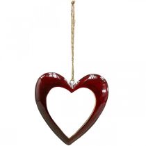 Srdce ze dřeva, deko srdce na zavěšení, srdce deko červené V15cm