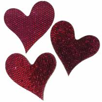 Bodová dekorace srdce fialová 3-5cm 48p