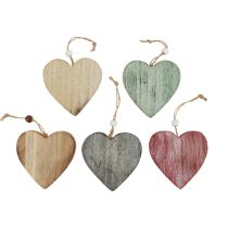 Dřevěná srdce Dekorativní srdce bílá barva Vintage Wood 10ks
