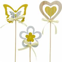Ozdobná zátka motýl květina a srdce, jarní dekorace, květinová zátka, Valentýn 9ks