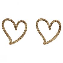 položky Srdce deco sypání srdce dřevěné stolní dekorace zlatá 5cm 48ks