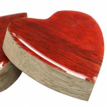 Srdíčka z mangového dřeva glazovaná přírodní, červená 4,3 cm × 4,6 cm 16ks