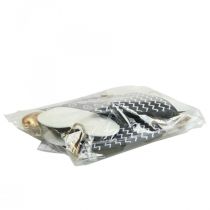 položky Srdce Černá Bílá kovová dekorace na zavěšení 7,5×11cm 4 ks