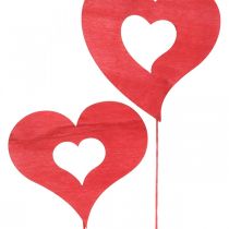 Květinová zátka srdce, dřevěná dekorace k nalepení, Valentýn, červená ozdobná zátka, Den matek L31-33cm 24ks