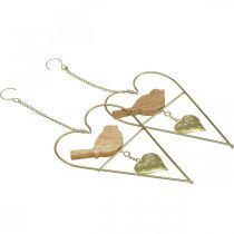 položky Dekorativní srdíčka na zavěšení kovová s ptačím dřevem 12×18cm 2 ks