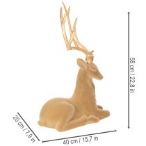 položky Dekorativní figurka ležícího jelena s parožím, pletená dekorace, 58 cm