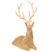 položky Dekorativní figurka ležícího jelena s parožím, pletená dekorace, 58 cm