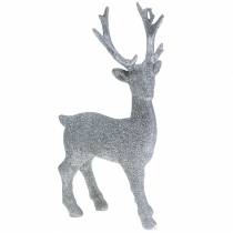 Deco figurka jelena stříbrné třpytky 25cm x 12cm