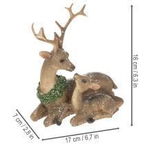položky Dekorativní figurka jelení rodiny se sněhem jako zimní dekorací, 17 cm