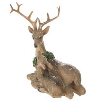 položky Dekorativní figurka jelení rodiny se sněhem jako zimní dekorací, 17 cm