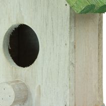 položky Závěsná dekorace ptačí budka dřevo zelená bílá 14,5×7,5×17,5cm