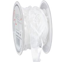 položky Svatební dekorační organzová stuha bílá 10mm x 5m se srdíčky a perlami