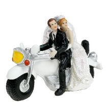Svatební postava nevěsty a ženicha na motorce 9 cm