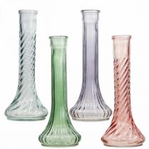 Vysoká skleněná váza vázy na květiny vintage barevné Ø10cm V23cm 4ks