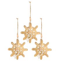 položky Dřevěná dekorace na volant kovová rybička přívěsek Ø12cm 3ks