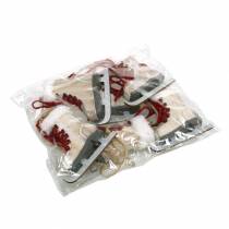 položky Dřevěné lední brusle bílé na zavěšení 8cm 3 ks