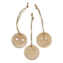 Dřevěný přívěsek Emoticon Emoticon® Ø4cm přírodní 24 ks