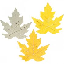 Bodová dekorace podzim, javorové listy, podzimní listí zlatá, oranžová, žlutá 4cm 72p