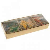 položky Dekorační listy dřevo na zavěšení barevná podzimní dekorace 6,5×4cm 12ks