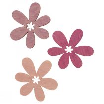 Dřevěné květiny rozptylová dekorace květy dřevo fialová/fialová/růžová Ø2cm 144ks