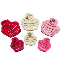 položky Dřevěné cupcakes stolní dekorace pastelové barvy muffiny narozeninová dekorace 24 ks