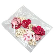 položky Dřevěné cupcakes stolní dekorace pastelové barvy muffiny narozeninová dekorace 24 ks