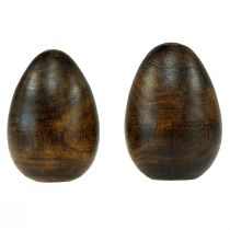 položky Dřevěná vajíčka hnědá mangovníkové dřevo Velikonoční vajíčka ze dřeva V9,5–10cm 2ks