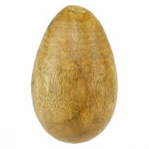 Dřevěná vajíčka mangové dřevo v jutové síti Velikonoční dekorace přírodní 7–8cm 6ks