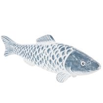 položky Dřevěná rybka v modré a bílé barvě, dekorace rybky, dřevěná moučka, 35 cm, 1 kus