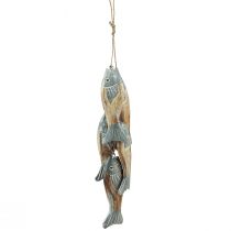 položky Dřevěný věšák na ryby stříbrnošedý s 5 rybami dřevo 15cm