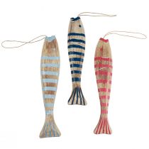 položky Dřevěná rybka na zavěšení ryba dekorace dřevo 29cm barevné 3 kusy