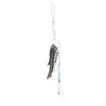 položky Dřevěné závěsné dekorace s rybičkami, modré, 36 cm, 4 kusy