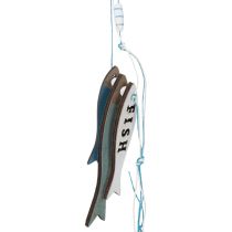 položky Dřevěné závěsné dekorace s rybičkami, modré, 36 cm, 4 kusy