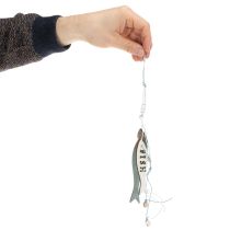 položky Dřevěné závěsné dekorace s rybičkami, modré, 36 cm, 4 kusy